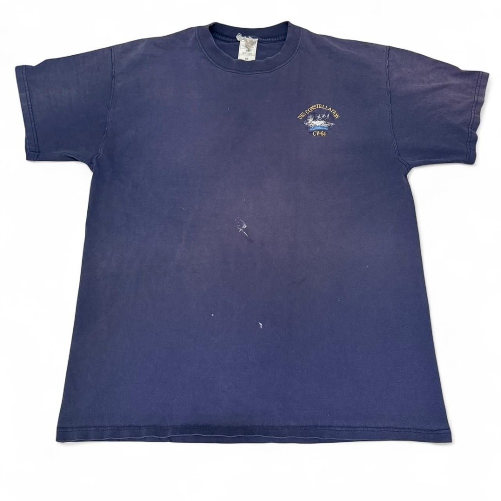 Vintage USS Constellation CV-64 Navy Blue Military T-Shirt - XL